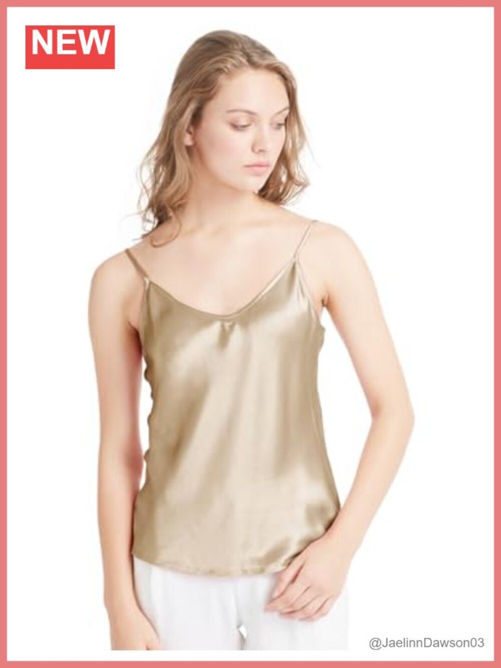 100% Silk Camisole Top Adjustable Straps V-Neck Sleeveless Tank